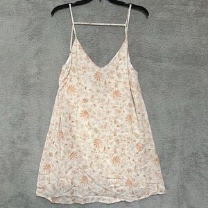 Fab'rik Boho Women's Medium Strappy Summer Dress Floral Beach Coral Tan